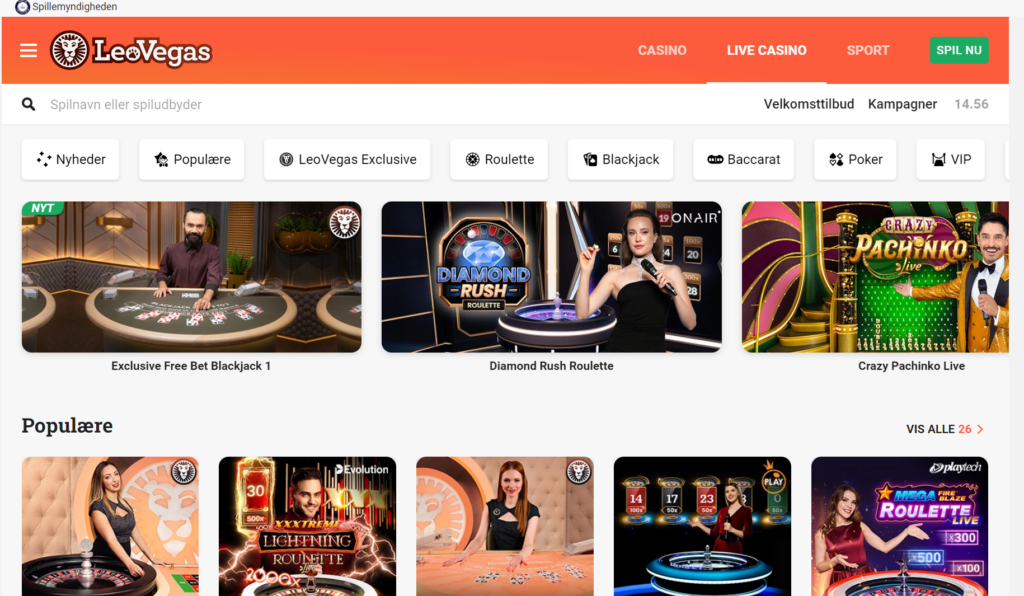 Leo vegas anmeldelse om live casino