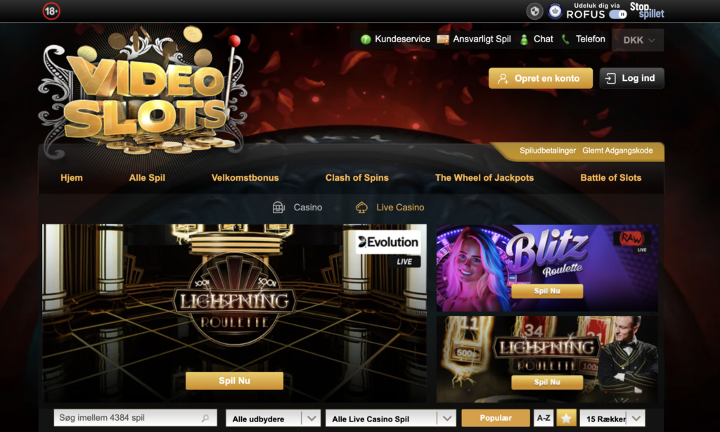 Videoslots dansk live casino